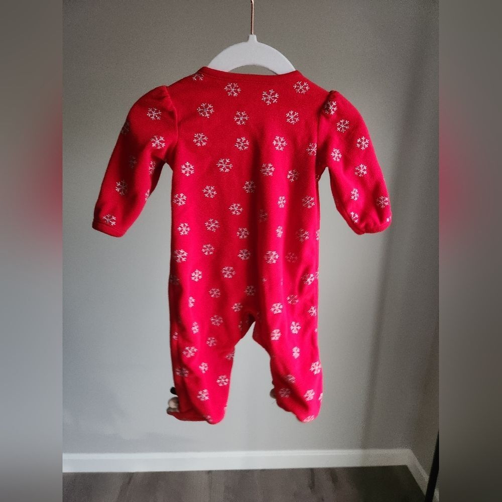 Baby Girl Red Footed zip up Reindeer Sleeper size‎ 0-3 months - Picture 2 of 4